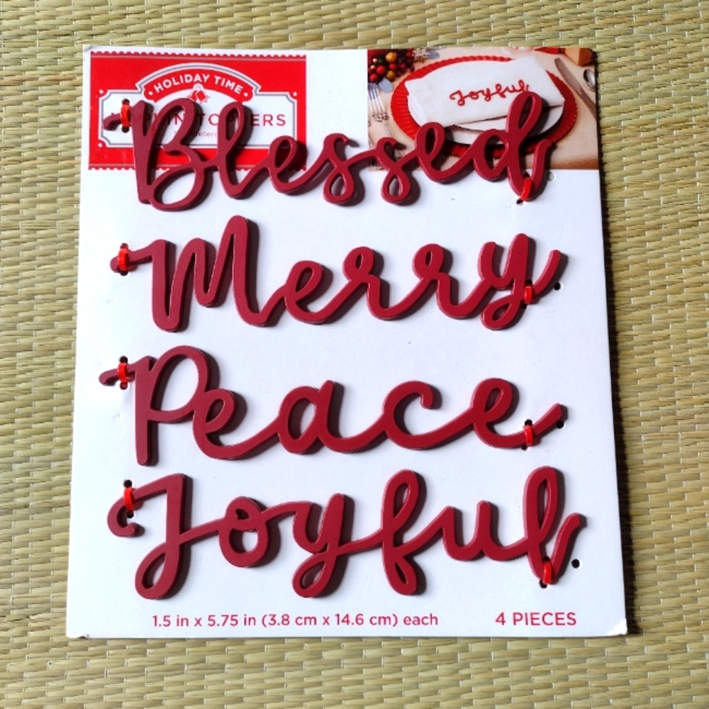 Holiday Time Red Metal Set of 4 Napkin Toppers